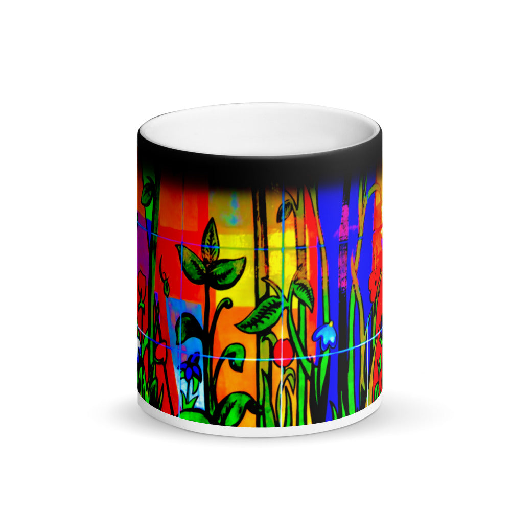 Abstract Bamboo Matte Black Magic 11oz Coffee Mug