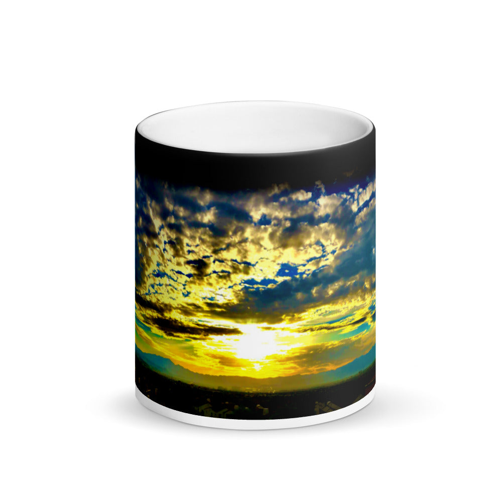 Sunset Mountain Vista 11oz Matte Black Magic Coffee Mug