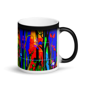 Abstract Bamboo Matte Black Magic 11oz Coffee Mug