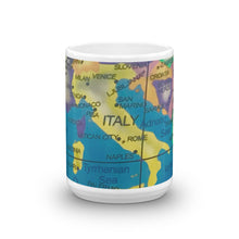 Load image into Gallery viewer, Map of Italy &amp; Europe 15oz Coffee Mug