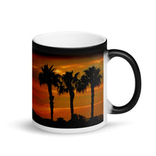 Load image into Gallery viewer, Sunset 6 Palm Tree’s 11oz Matte Black Magic Coffee Mug