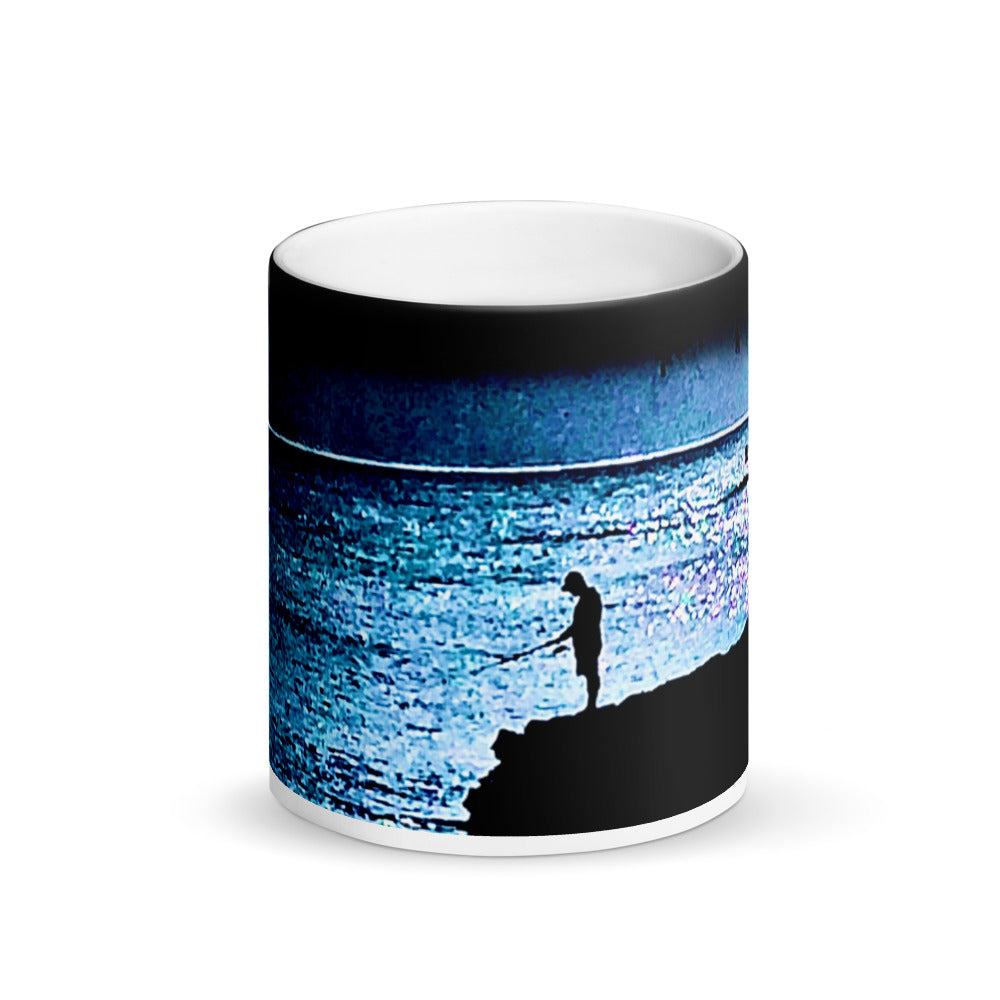 Fishing Alone Matte Black Magic 11oz Coffee Mug