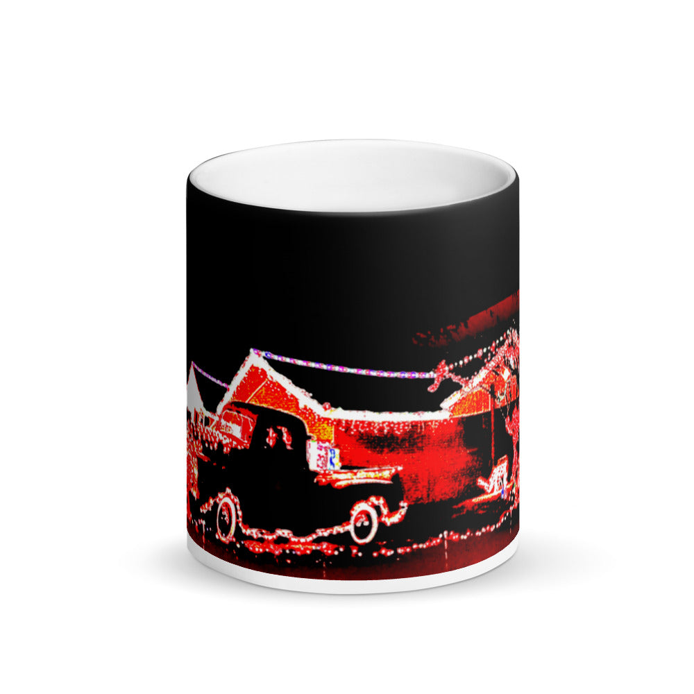 Christmas Pickup Truck Lights Matte Black Magic 11oz Coffee Mug