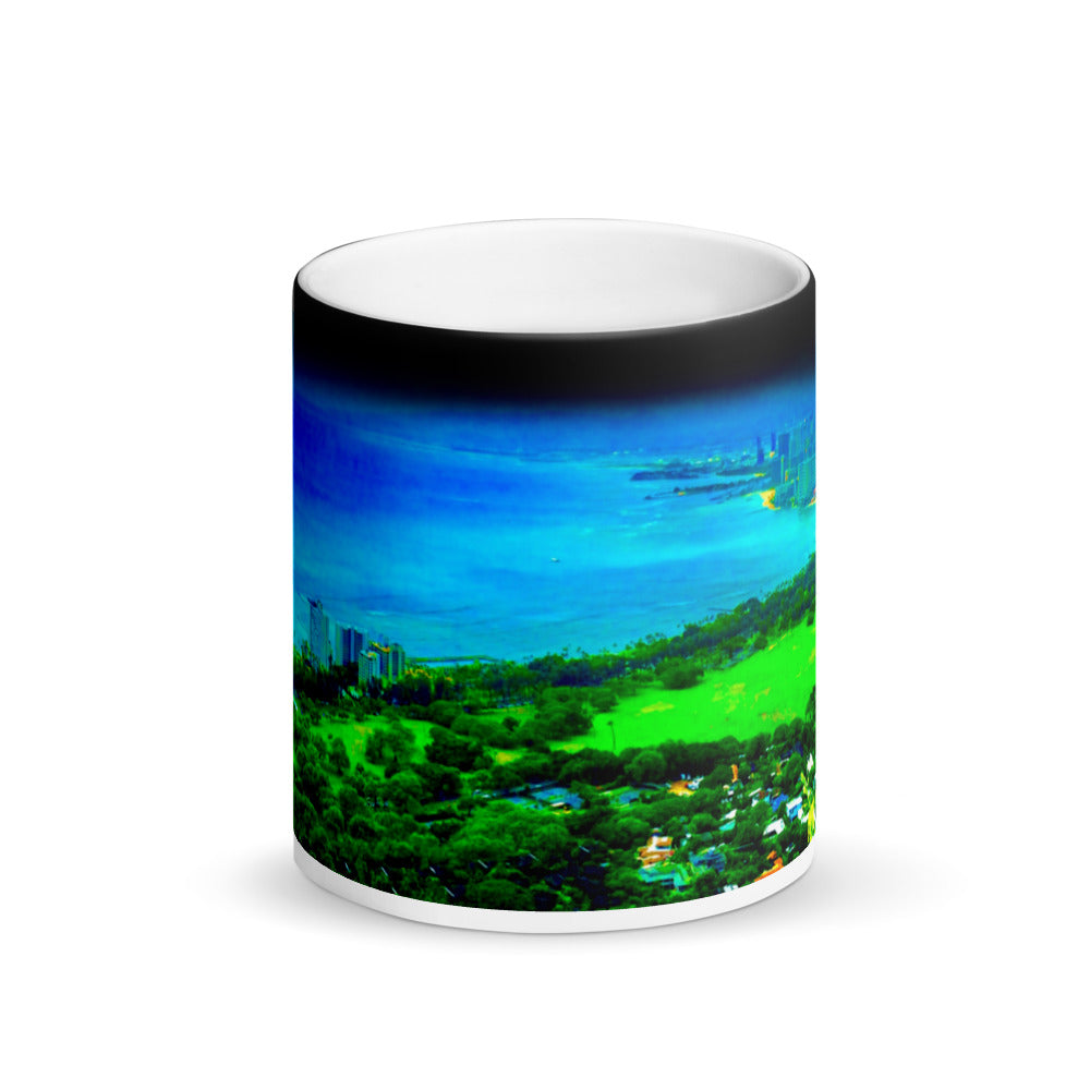 Honolulu  View Matte Black Magic 11oz Coffee Mug